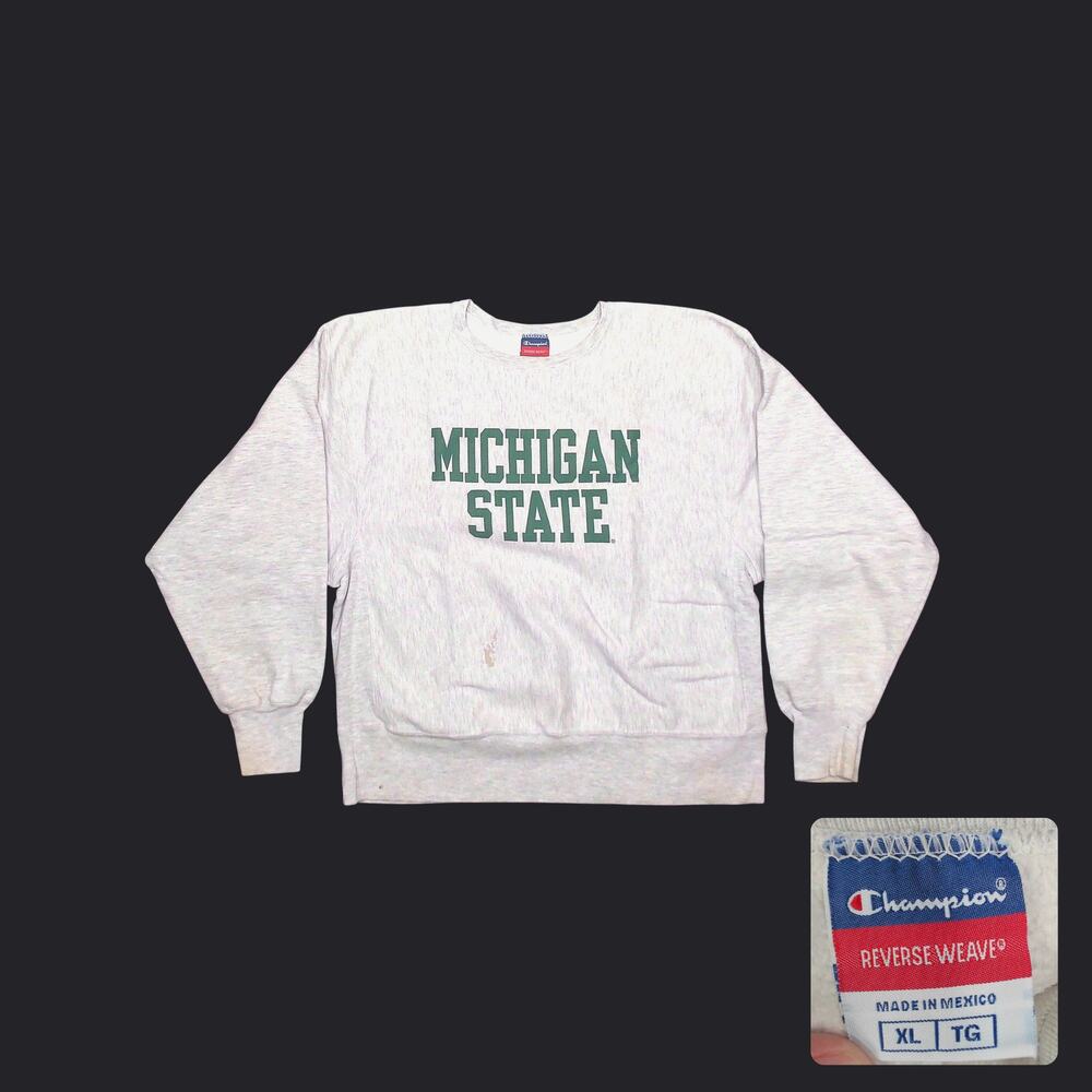 Champion Reverse Weave | Y2K Michigan State Boxy Sweatshirt Gray XL